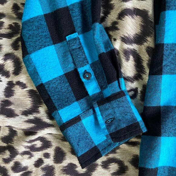 RICKI’s (Size M) Turquoise Plaid/Flannel Blouse - Picture 3 of 7